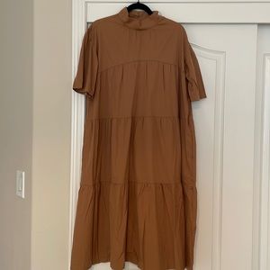 New with tags. Mock neck midi dress from Everlane in a camel color.
